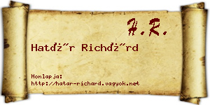 Határ Richárd névjegykártya